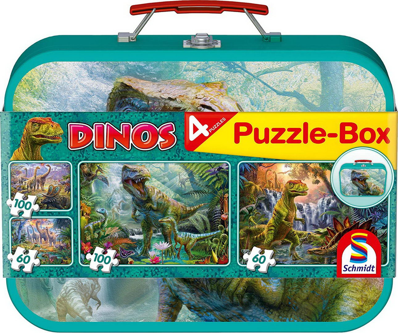 Puzzle Box - 4 Dinosaurier Puzzle im Metallkoffer (Schmidt 56495)
