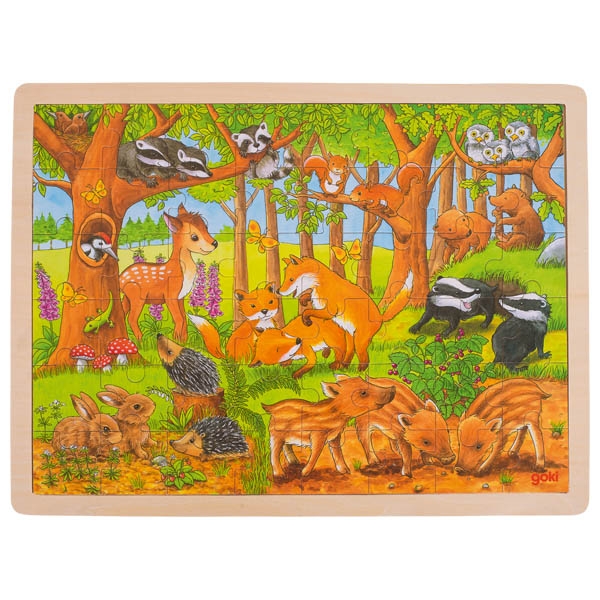 Einlegepuzzle Tierkinder im Wald (goki 57734)