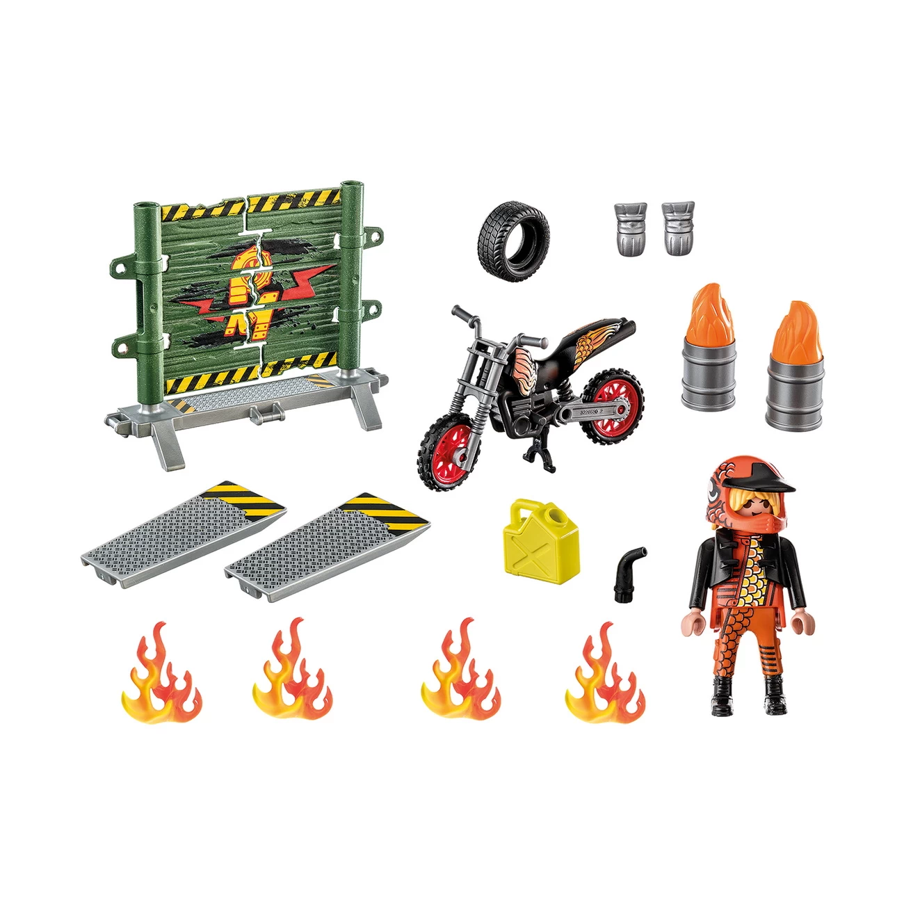 Playmobil 71256 - Starter Pack Motorrad mit Feuerwand - Stunt Show