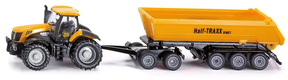 SIKU 1858 - JCB Traktor mit Dolly und Kippmulde