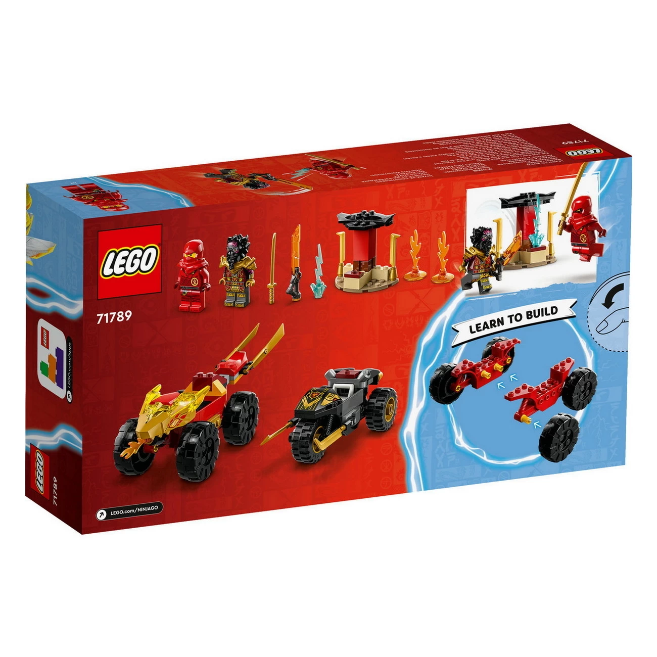 LEGO NINJAGO 71789 - Verfolgungsjagd mit Kais Flitzer und Ras' Motorrad