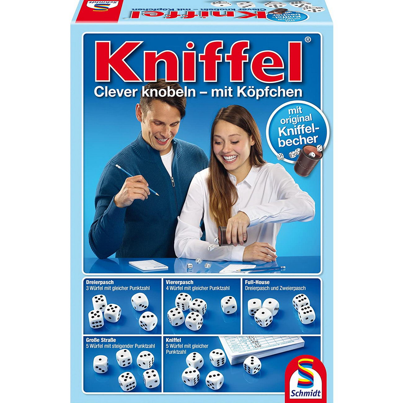 Kniffel mit Lederwürfelbecher (Schmidt Spiele 49030)