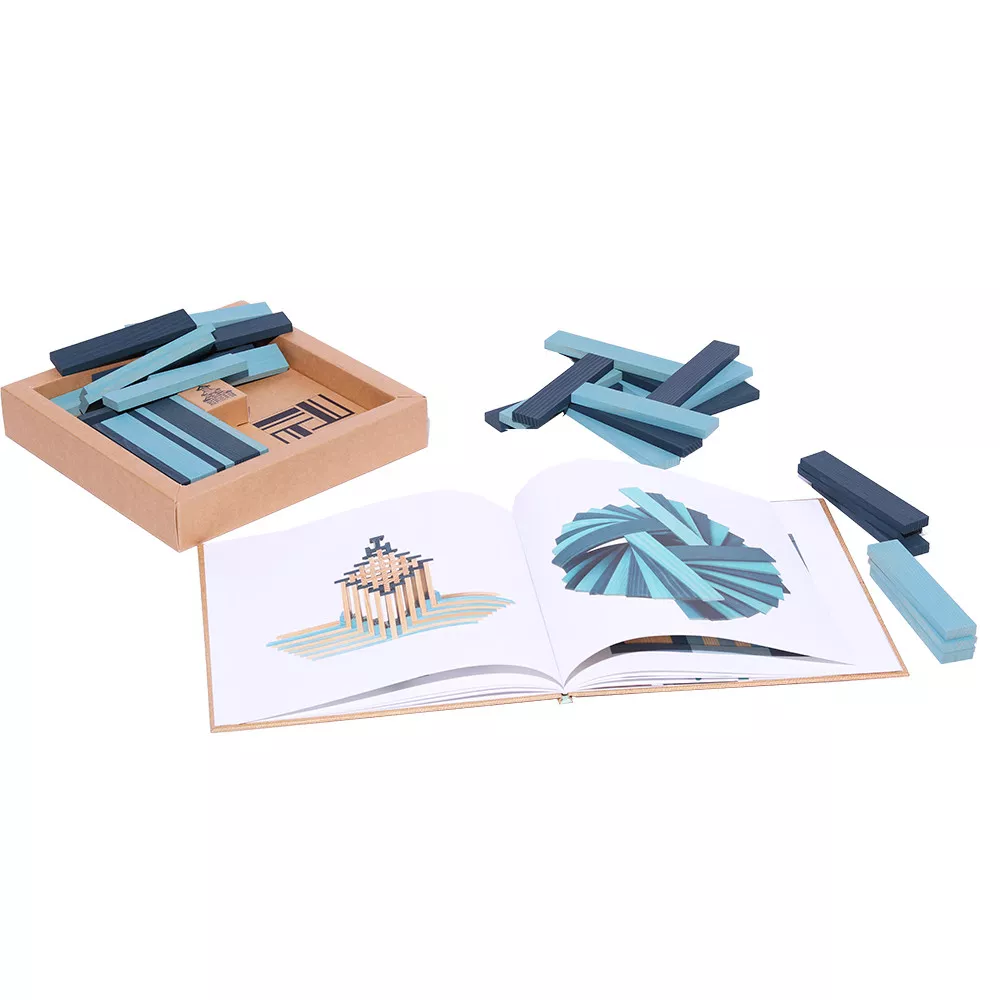 Kapla Farben Set hellblau und dunkelblau und Buch 21