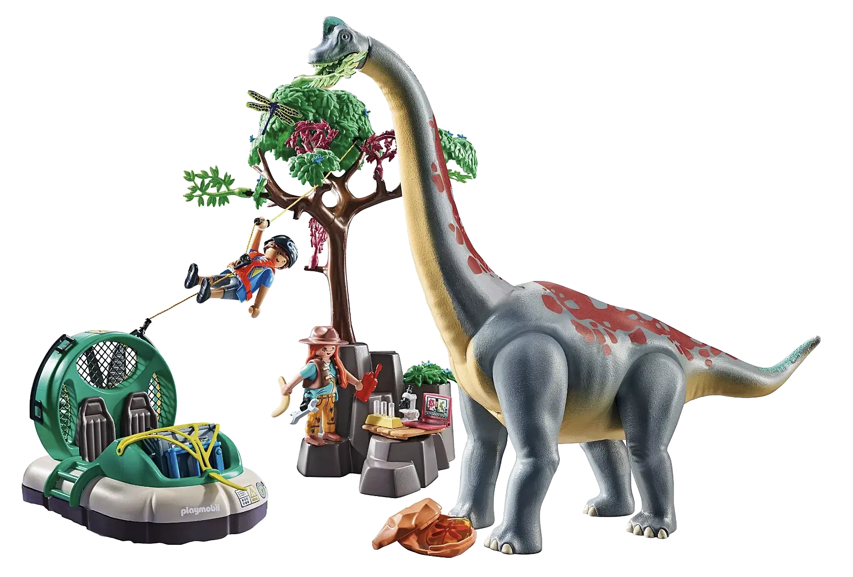 Playmobil 71819 - Brachiosaurus Begegnung mit Luftkissenboot - Dinos