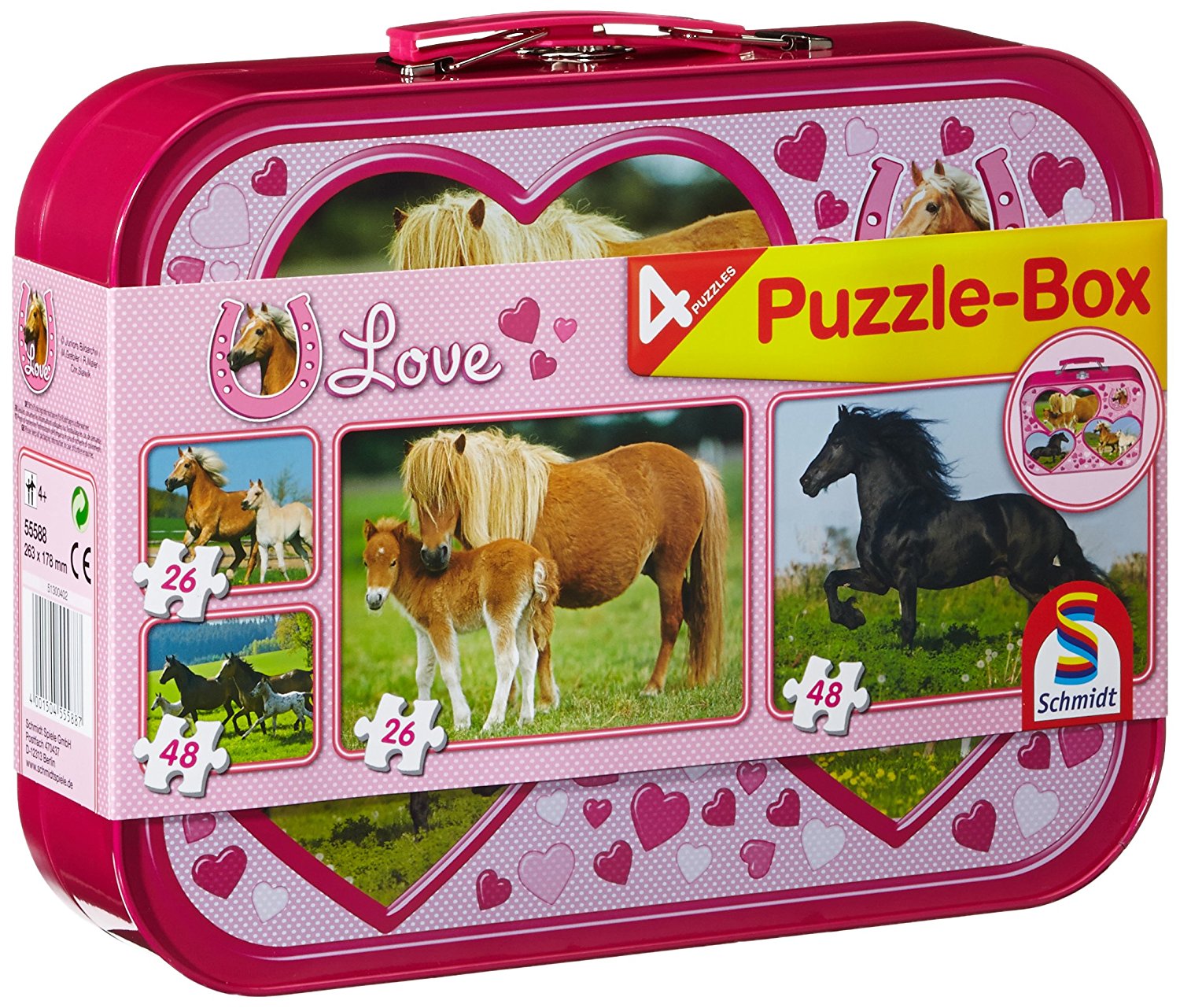 Puzzle Box - 4 Pferde Puzzle im Metallkoffer (Schmidt 55588)