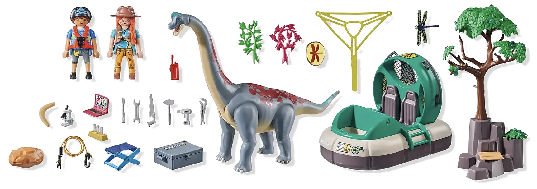 Playmobil 71819 - Brachiosaurus Begegnung mit Luftkissenboot - Dinos