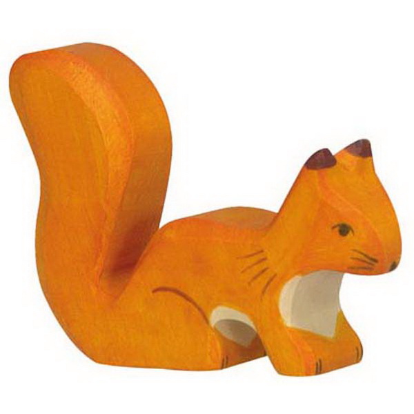 Holztiger Eichhörnchen stehend orange
