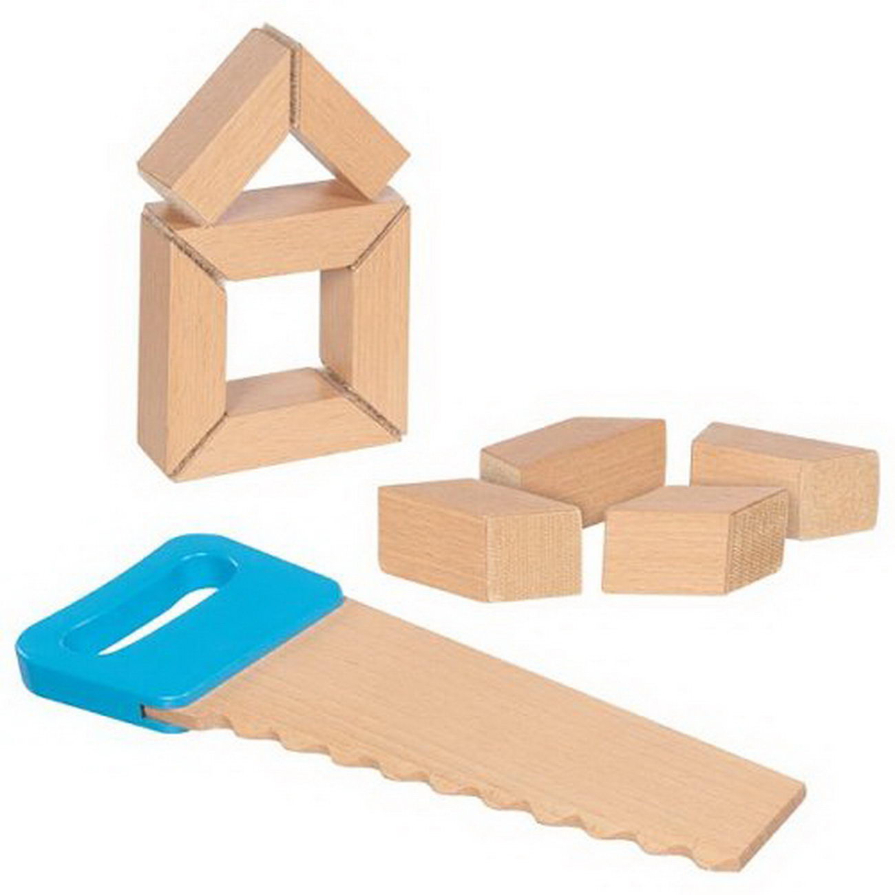 Säge und Holzbausteine mit Klettverbindung (goki 58377)