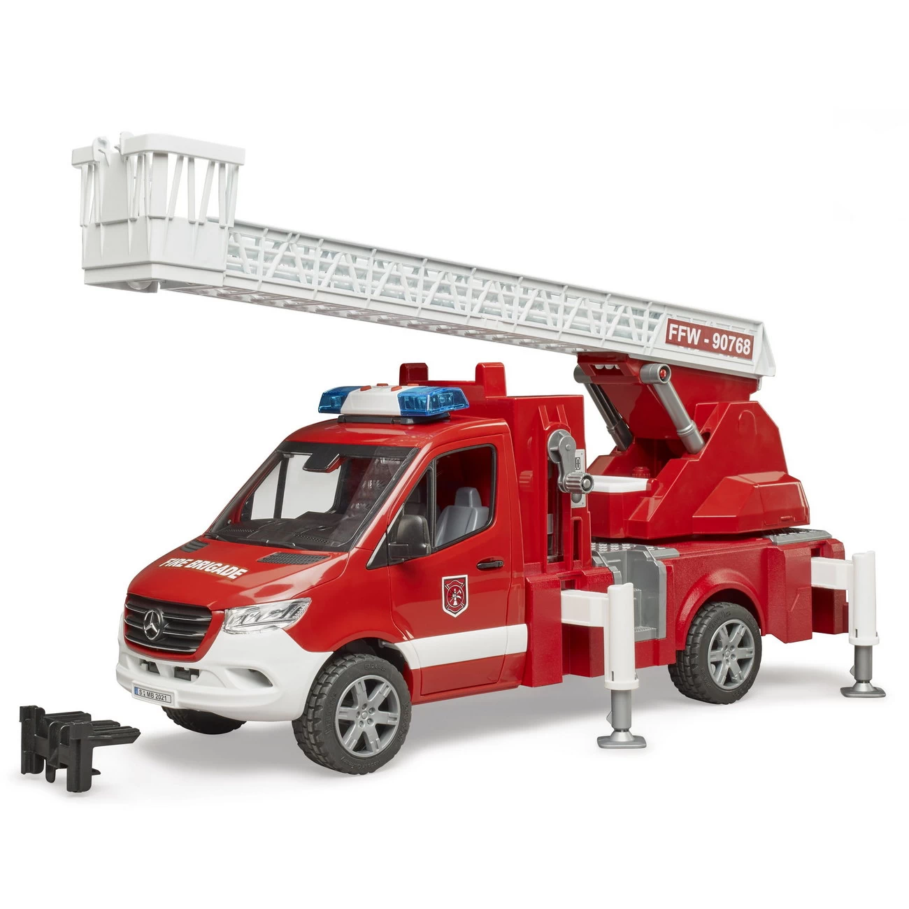 BRUDER 02673 - MB Sprinter Feuerwehr mit Drehleiter, Pumpe und Light-Sound Modul