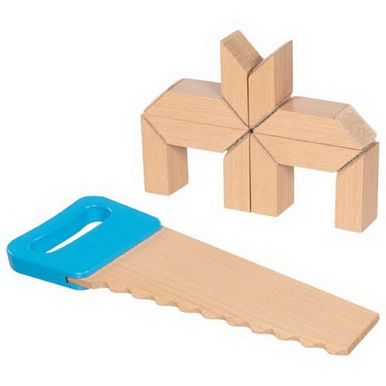 Säge und Holzbausteine mit Klettverbindung (goki 58377)