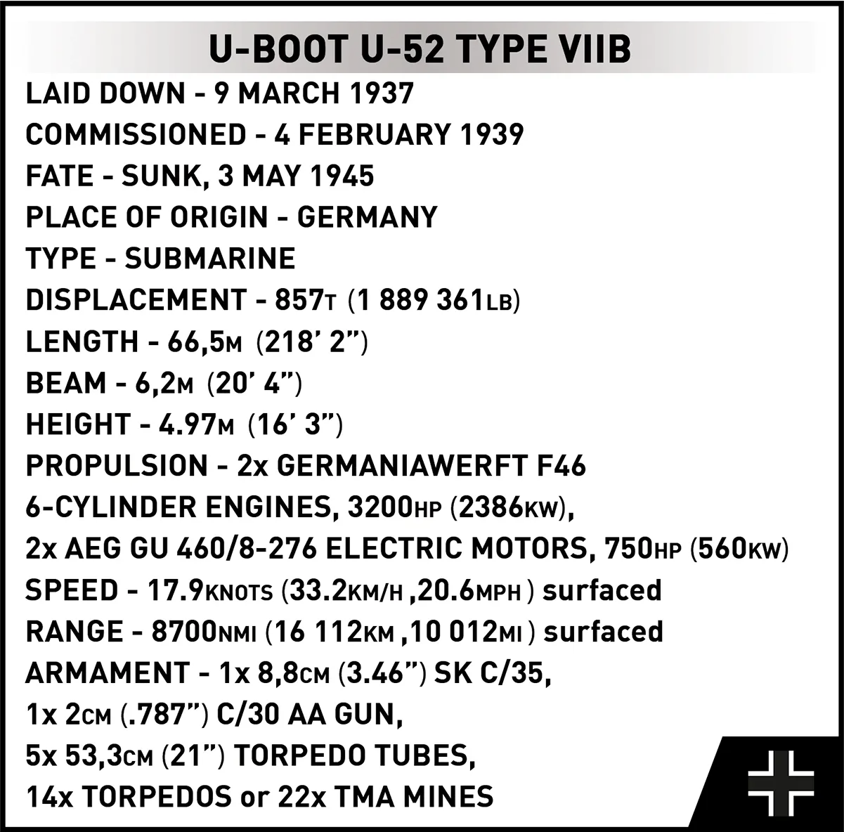 COBI - U-Boot U52 Typ VIIB (4852)