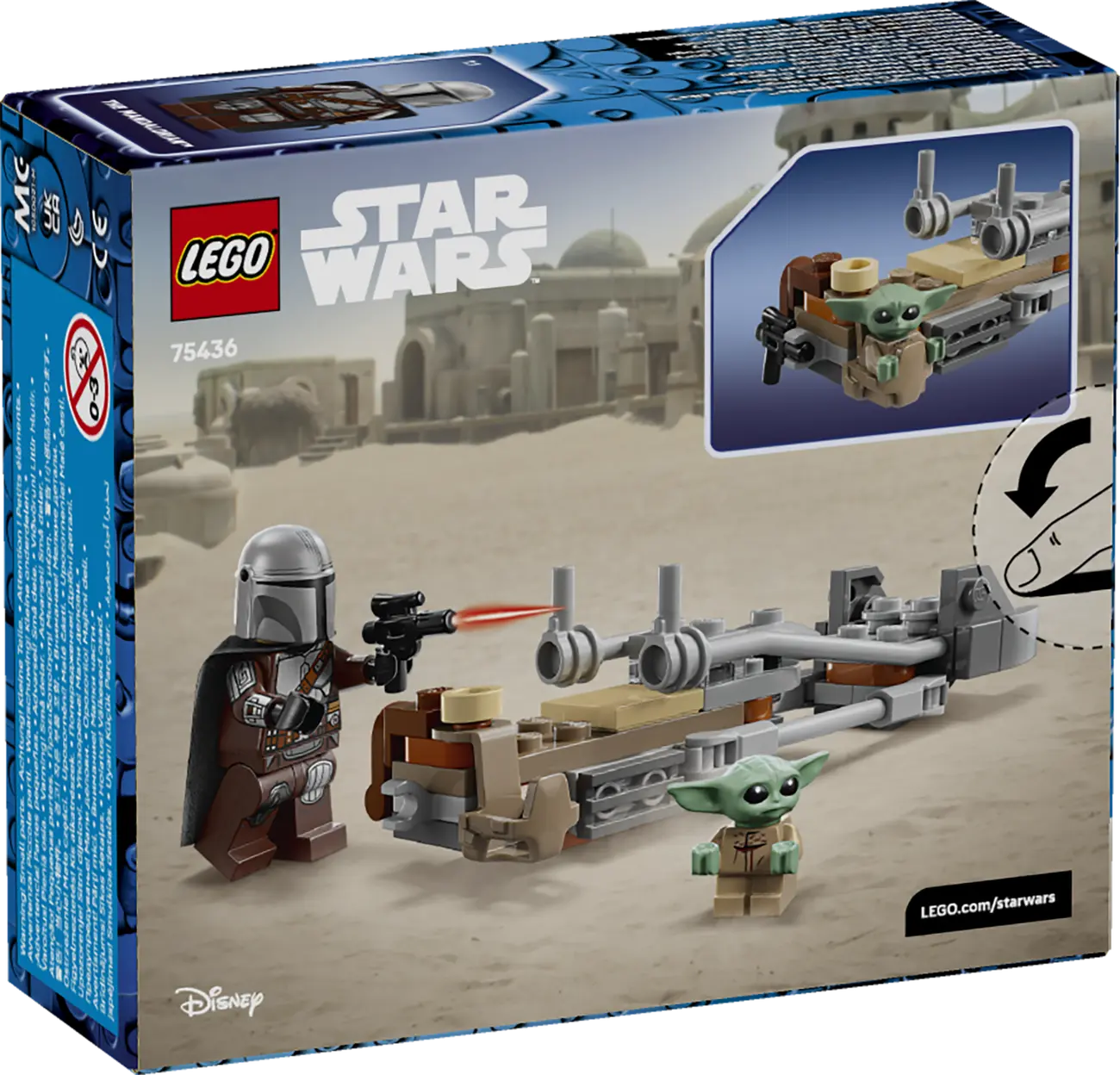 LEGO Star Wars  - Der Mandalorianer und Grogu auf ihrem Speeder Bike (75436)