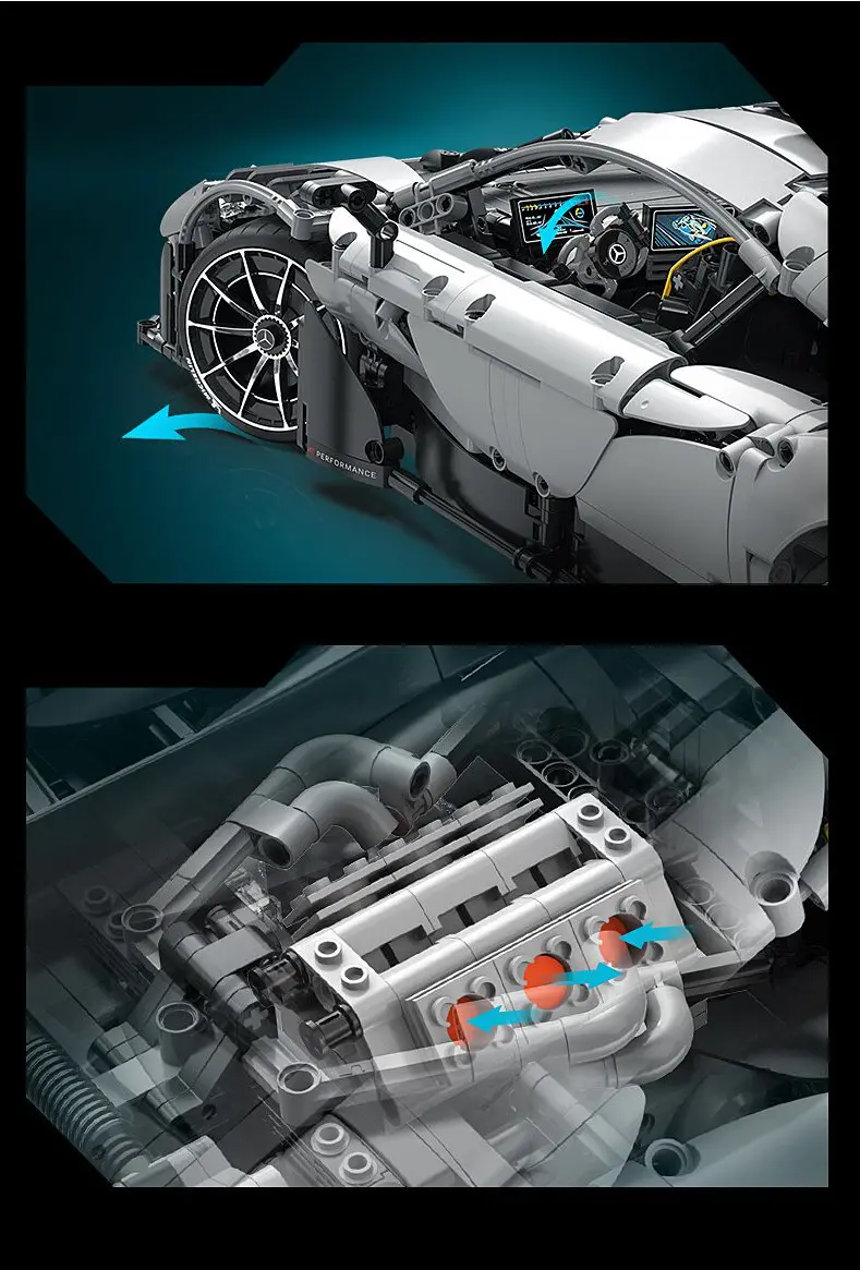 CaDA Mercedes-AMG ONE 1:8 grau - GHz Bricks C61503W