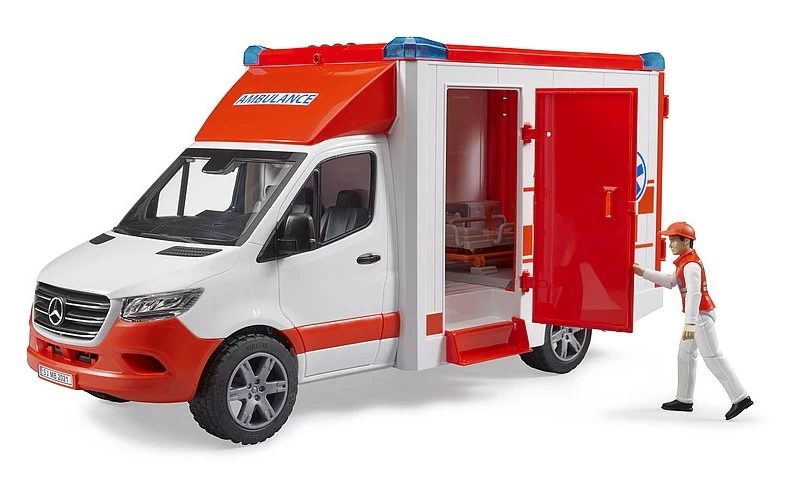 BRUDER 02676 - MB Sprinter Ambulanz mit Fahrer und Light - Sound Modul