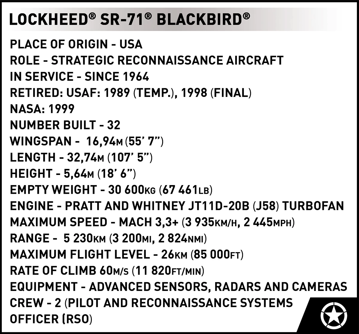 COBI - Lockheed SR-71 Blackbird (5891)