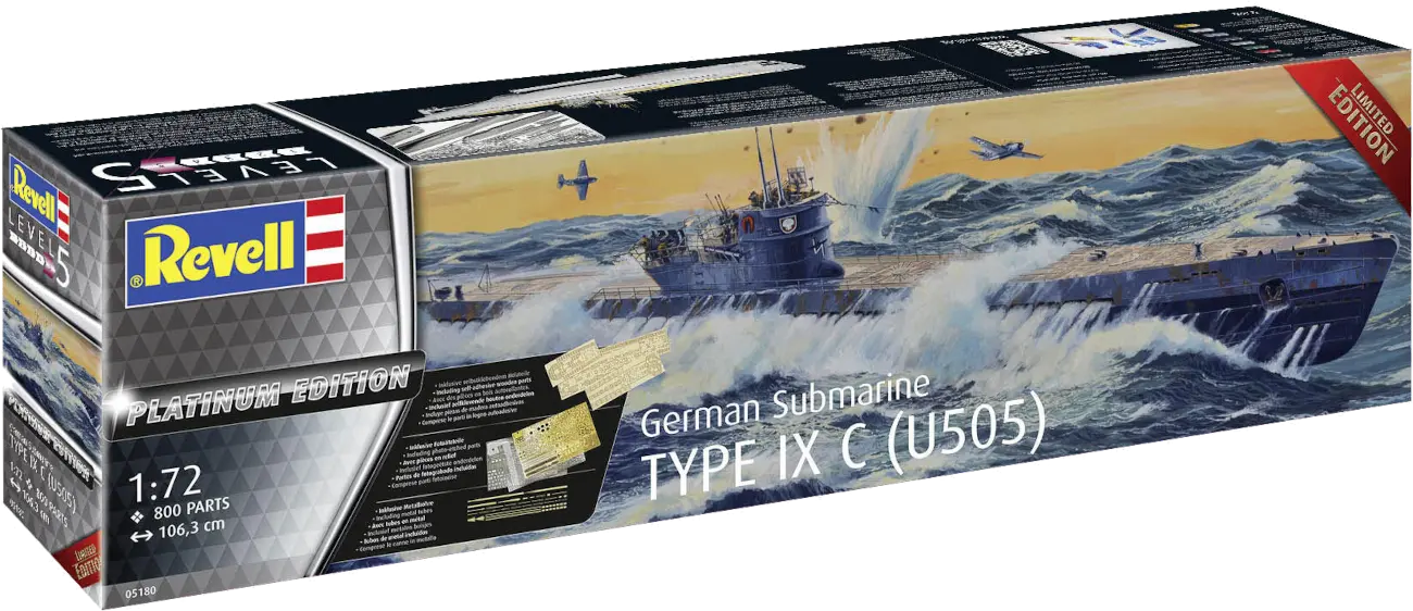 Revell 05180 - Deutsches U-Boot Typ IX C U505 Platinum Edition Modell