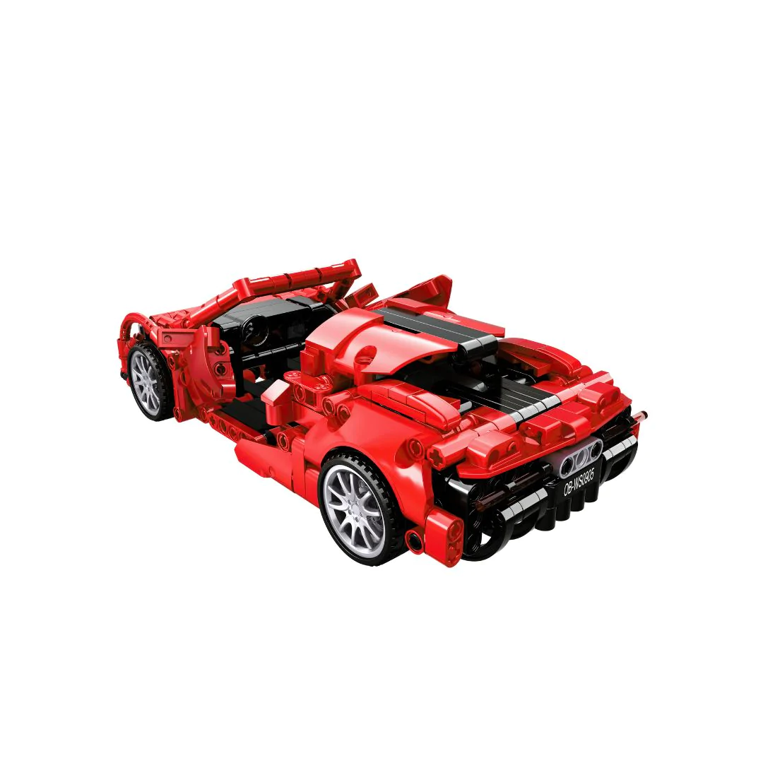 OPEN BRICKS roter Sportwagen mit Pull-Back-Motor
