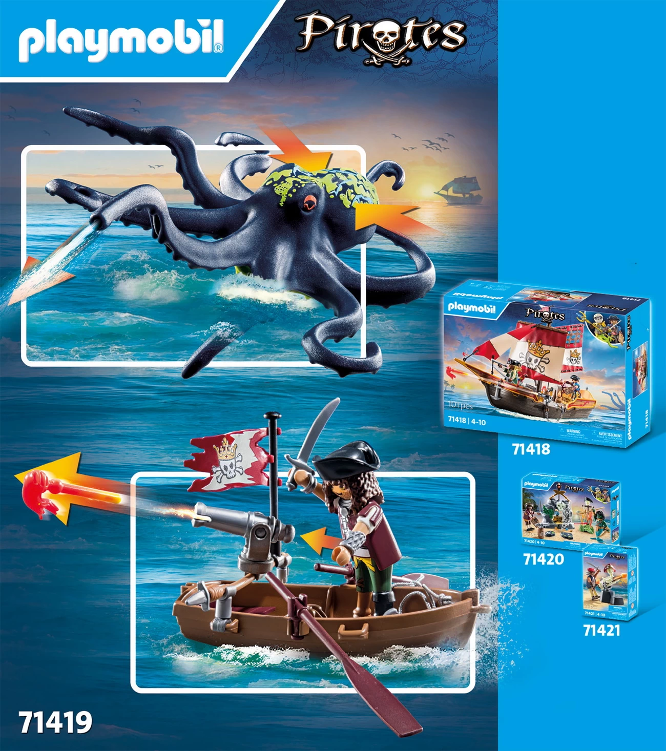 Playmobil 71419 - Kampf gegen den Riesenoktopus - Pirates