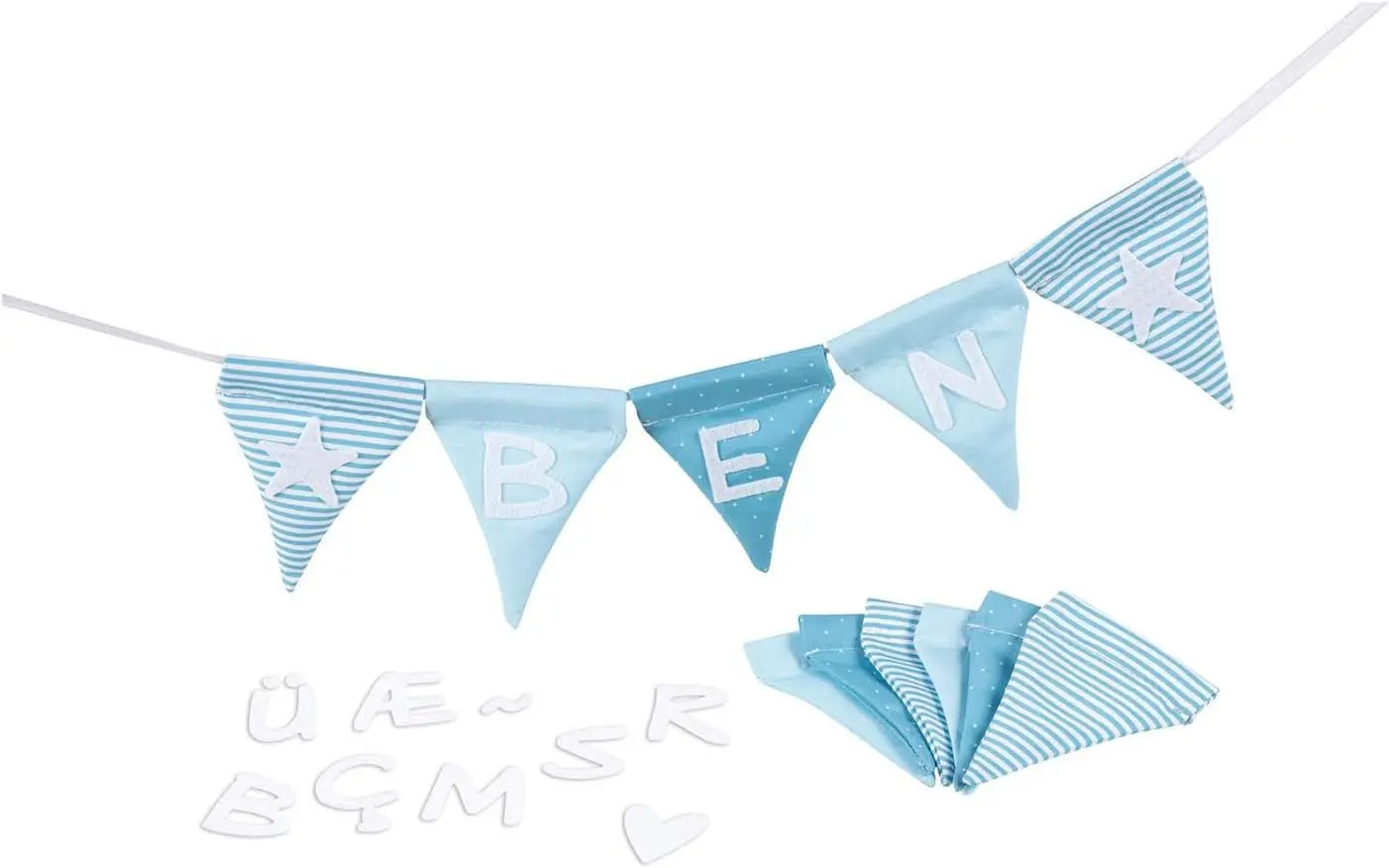 Buchstaben Wimpelkette blau 10 Wimpel (goki 60675)