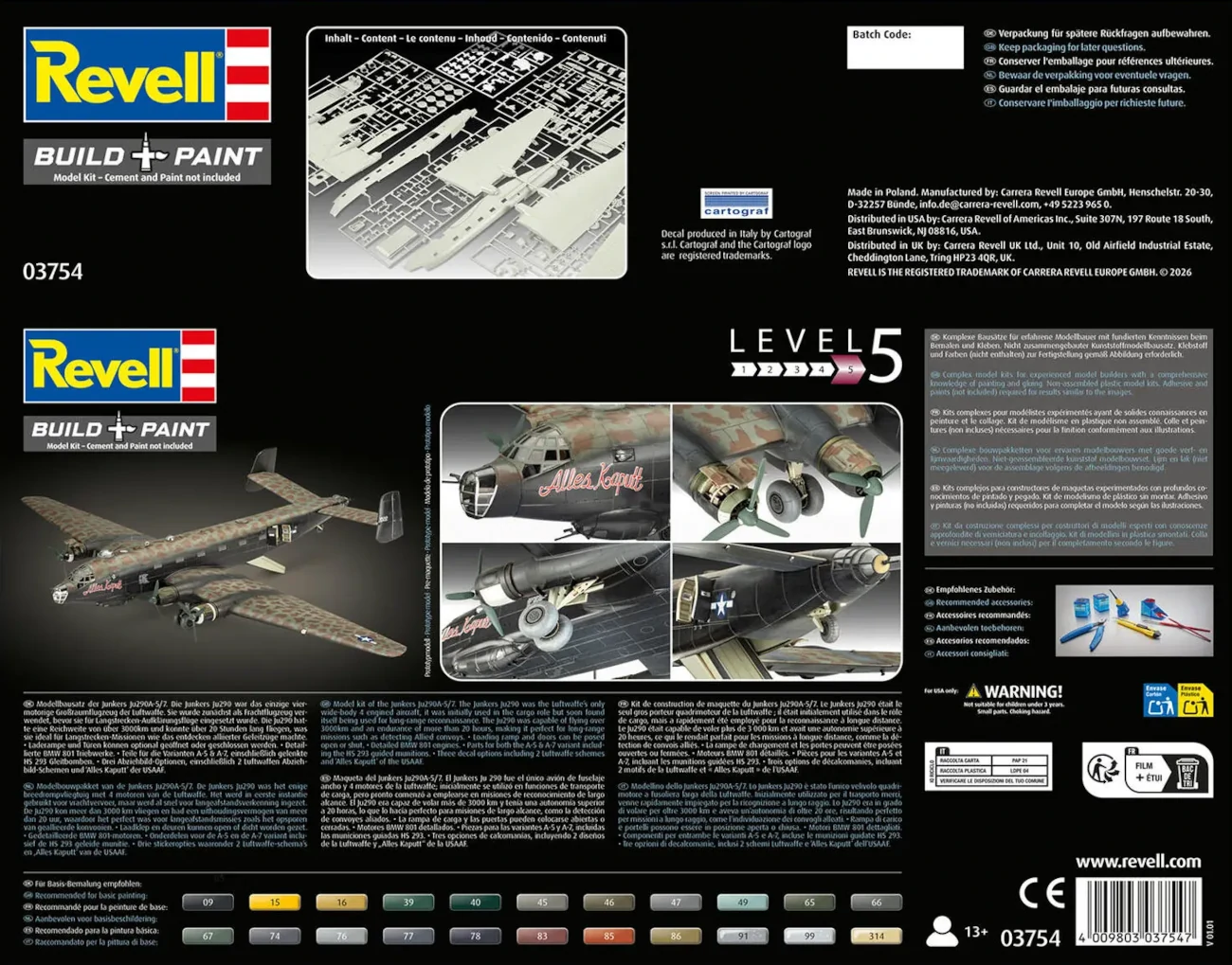 Junkers Ju290A 5/7 Seeadler Revell Bausatz 03754