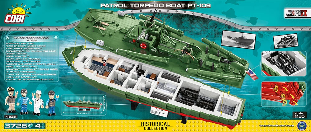 COBI - Patrol Torpedo Boat PT-1 (4825) - Schnellboot - Klemmbausteine