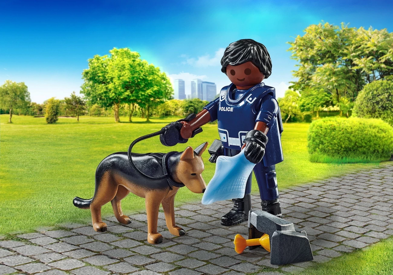 Polizist mit Schäferhund (71162)