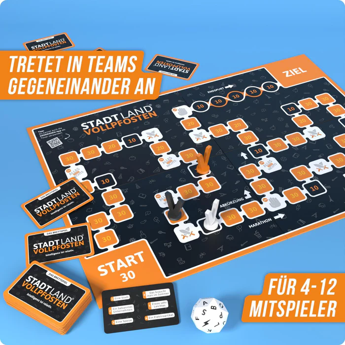 Brettspiel + Junior Deck - STADT LAND VOLLPFOSTEN - Intelligenz ist relativ (DENKRIESEN)