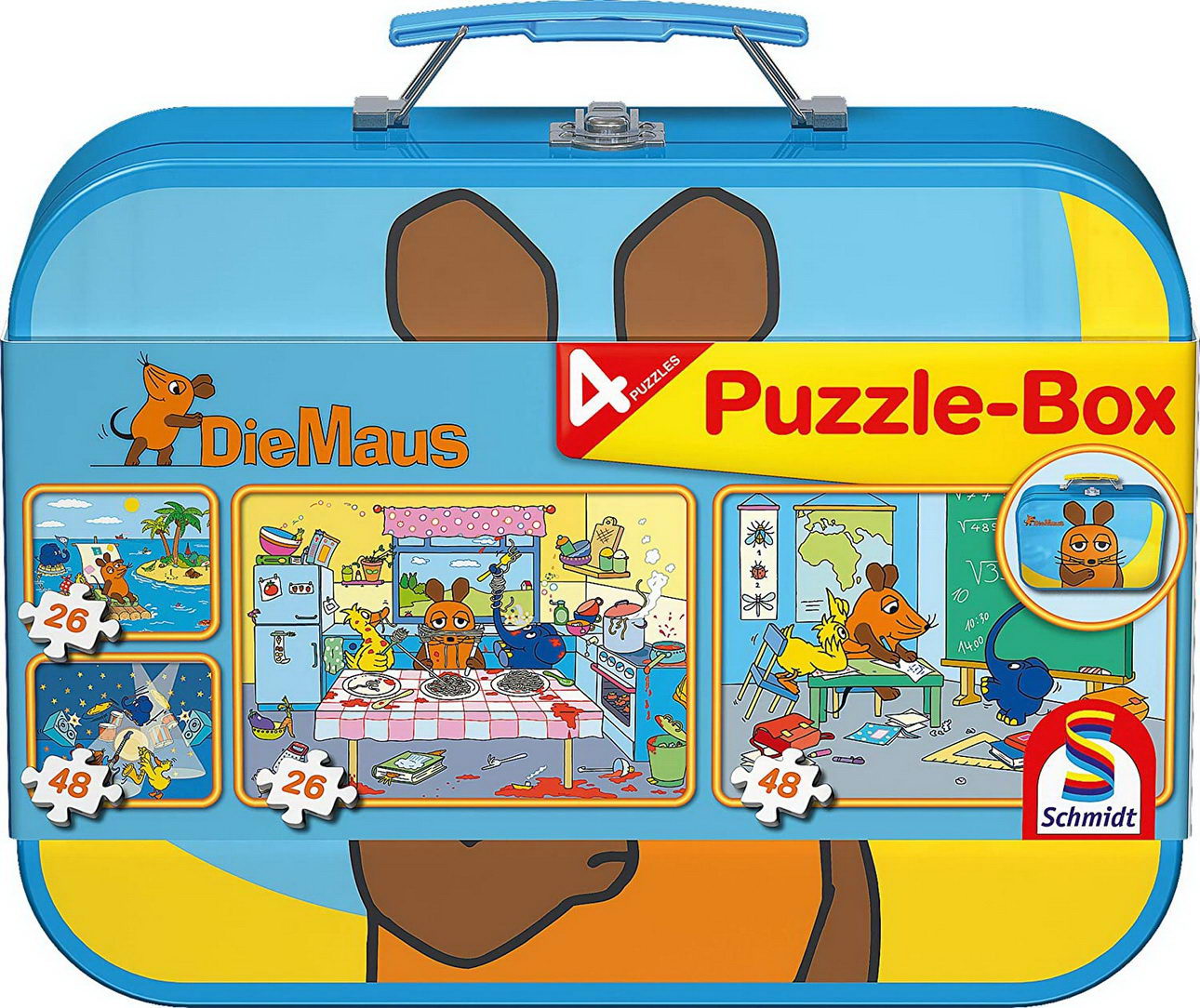 Puzzle Box - 4 Sendung mit der Maus Puzzle im Metallkoffer (Schmidt 55597)