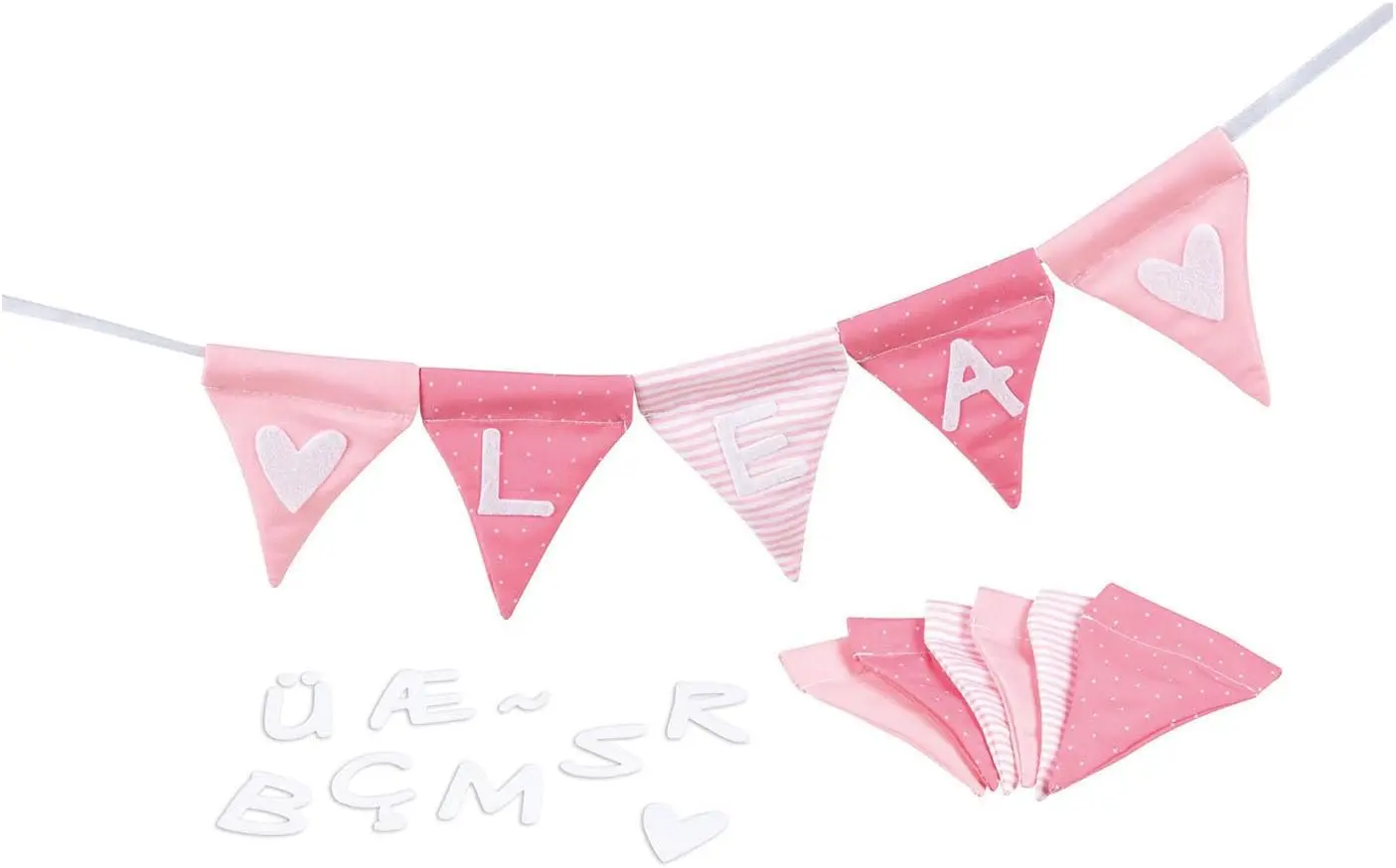 Buchstaben Wimpelkette rosa 10 Wimpel (goki 60676)