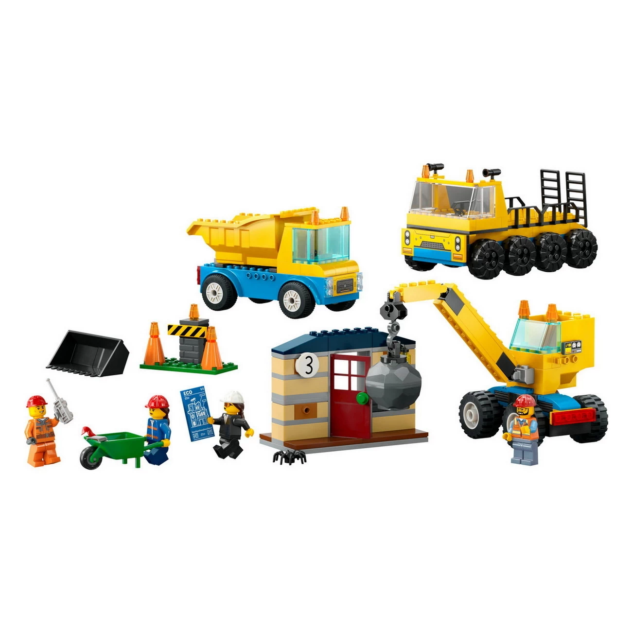Baufahrzeuge und Kran mit Abrissbirne (60391)