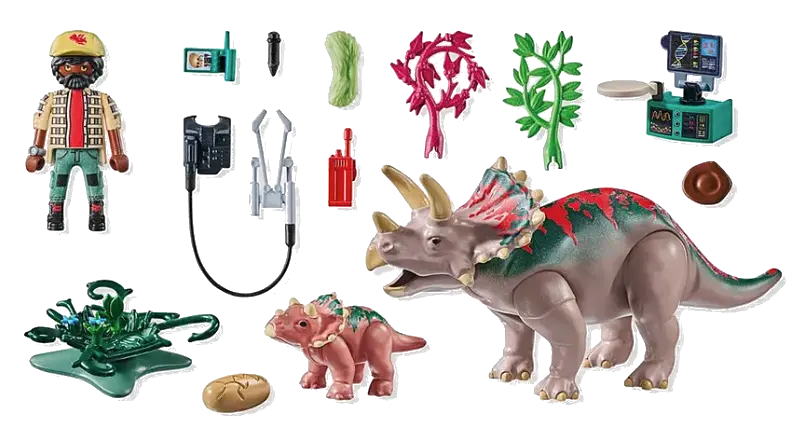 Playmobil 71821 - Triceratops mit Jungtier - Dinos