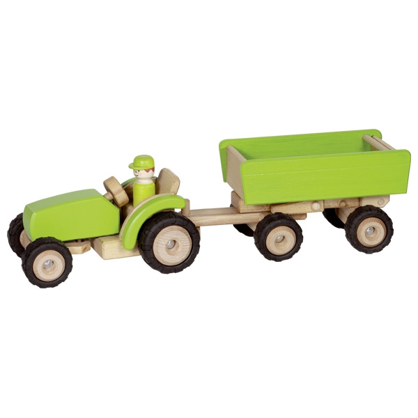 Traktor grün mit Anhänger (goki 55941)