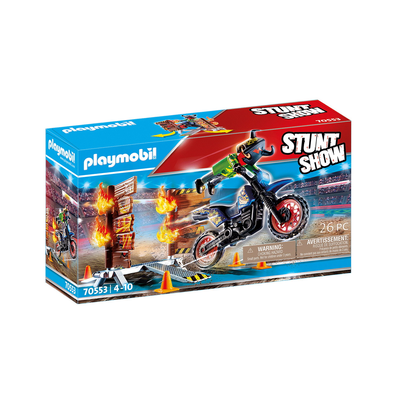 Playmobil 70553 - Stuntshow Motorrad mit Feuerwand - Stunt Show