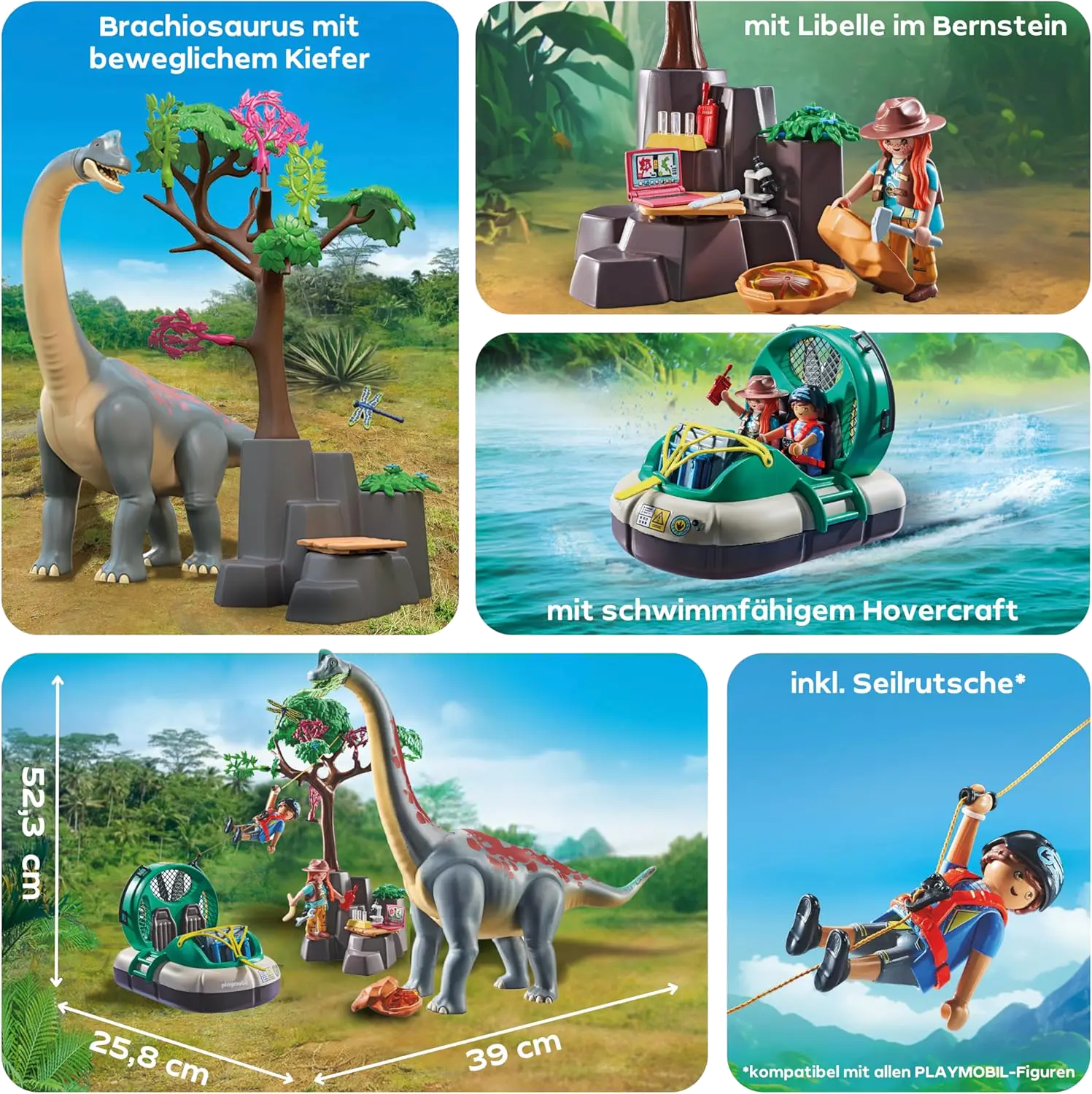 Playmobil 71819 - Brachiosaurus Begegnung mit Luftkissenboot - Dinos