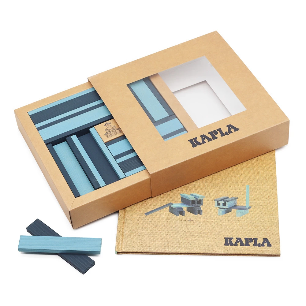 Kapla Farben Set hellblau und dunkelblau und Buch 21