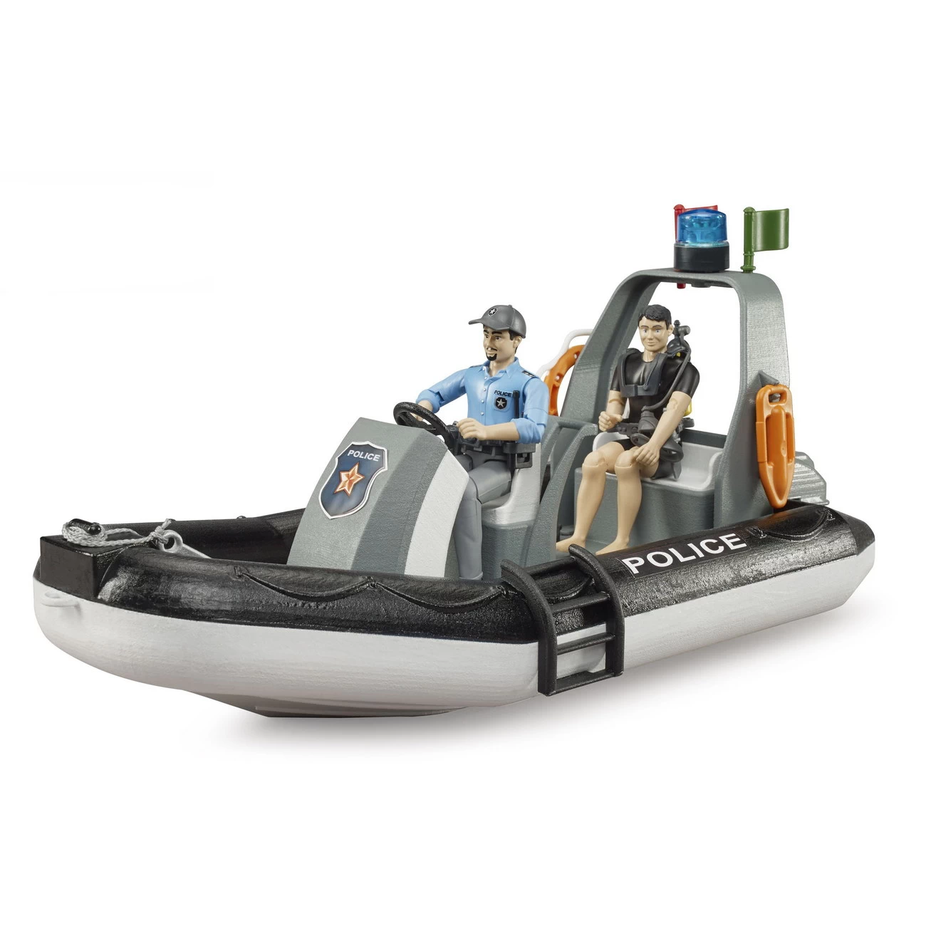 bworld 62733 - Polizei Schlauchboot mit Figuren (Bruder)