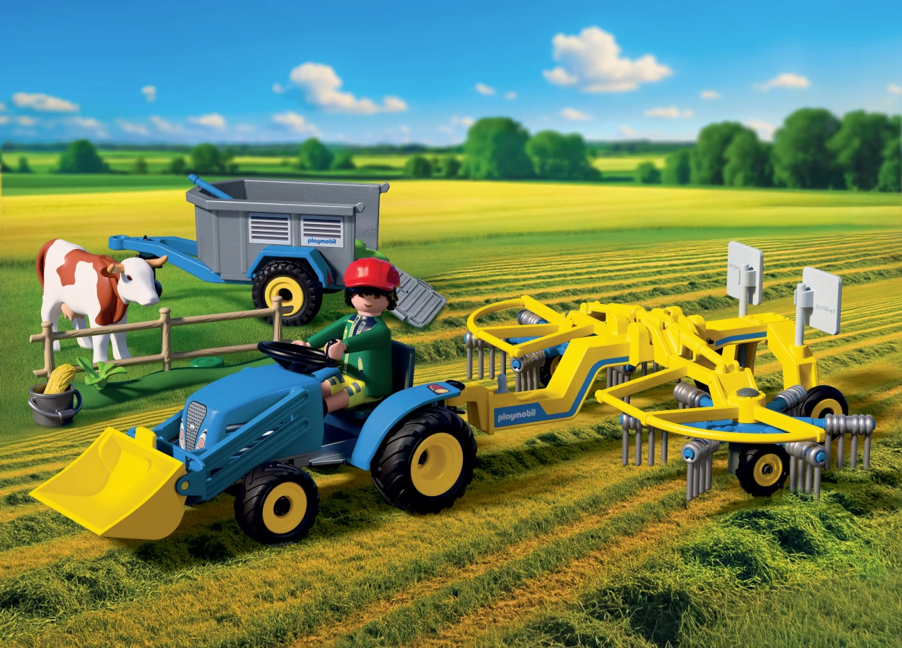 Playmobil 72163 - Kleiner Traktor mit Heuschwader (Country)