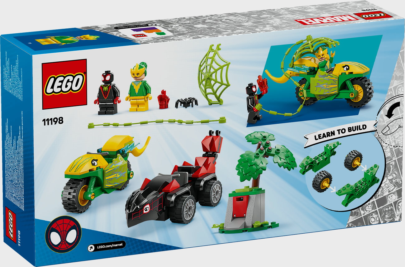 LEGO Marvel 11198 - Actionspaß mit Spin und Electro in ihren Dino-Flitzern