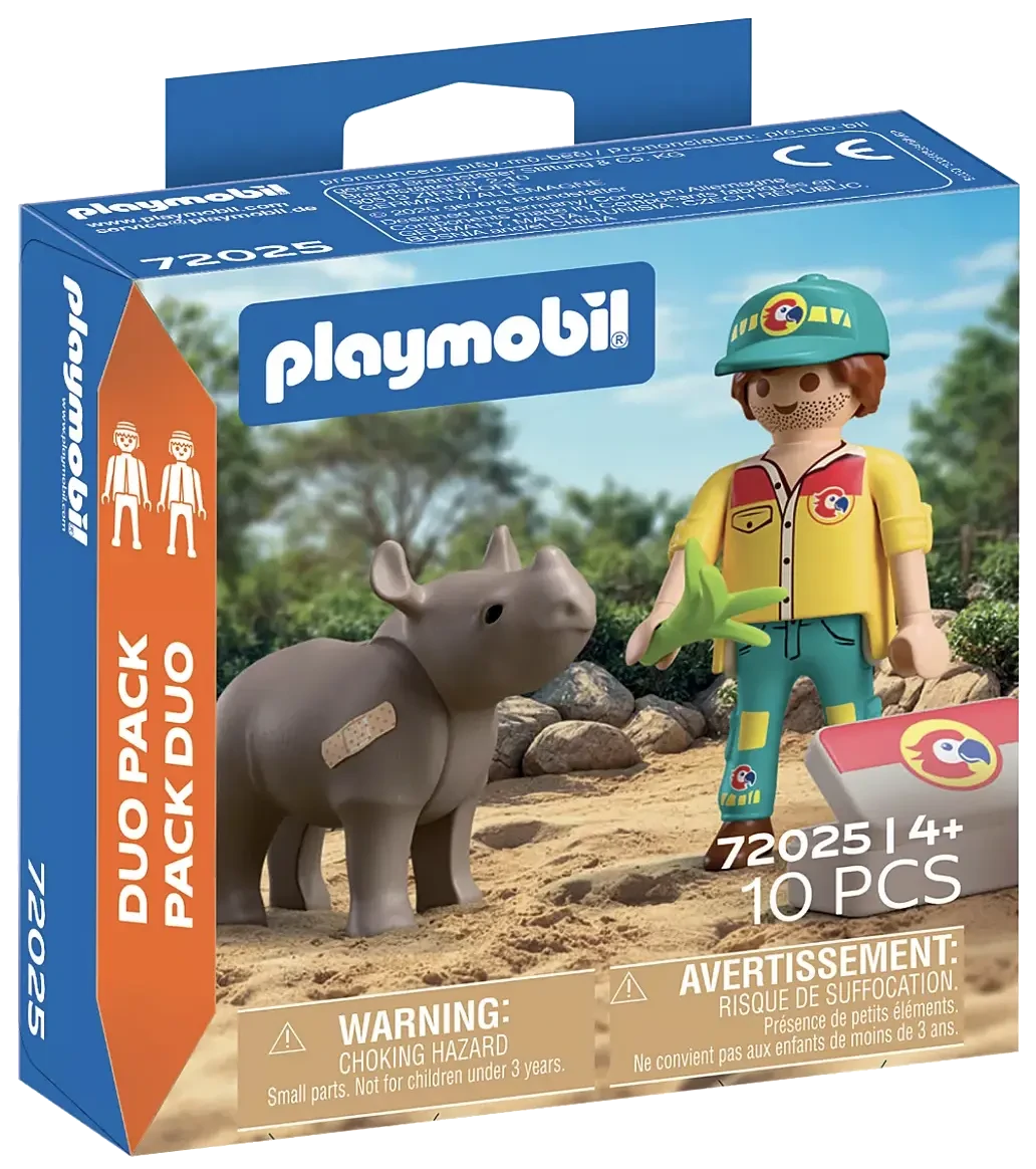 Playmobil 72025 - DuoPack Tierpfleger mit Nashorn