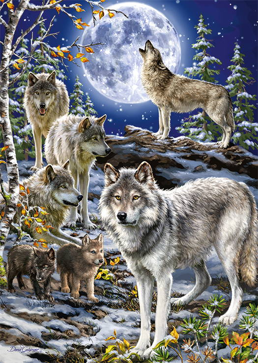 Puzzle - Wolfsrudel im Winter (Jumbo) - 500 Teile