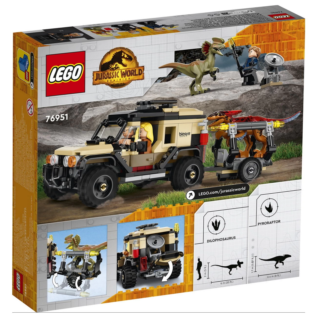 LEGO Jurassic World 76951 - Pyroraptor & Dilophosaurus Transport