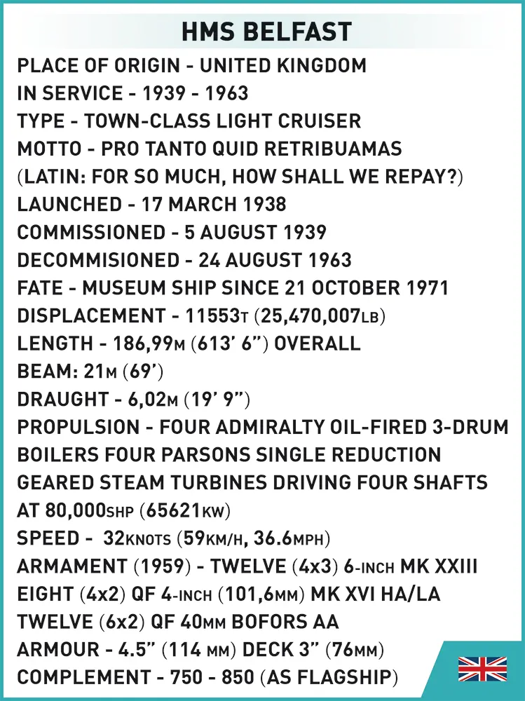 COBI - HMS Belfast - Leichter Kreuzer (4844) - Klemmbaustein